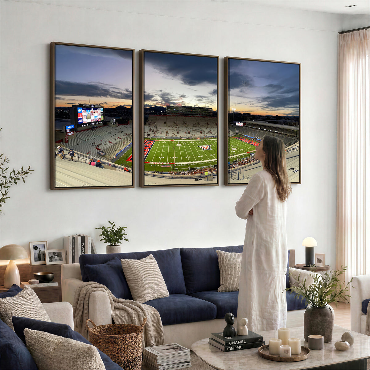 24339-MGV-CV-36X24 - Arizona Wildcats Football Team Print - Tucson Arizona Stadium Wall Art Canvas Print