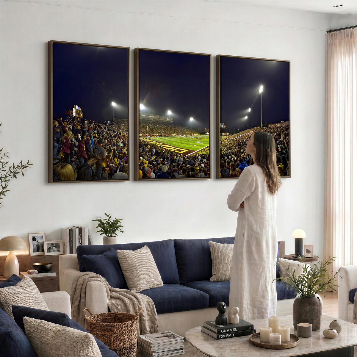45619-MGV-CV-36X24 - Central Michigan University Chippewas Canvas Wall Art, Football Team Print - Mount Pleasant