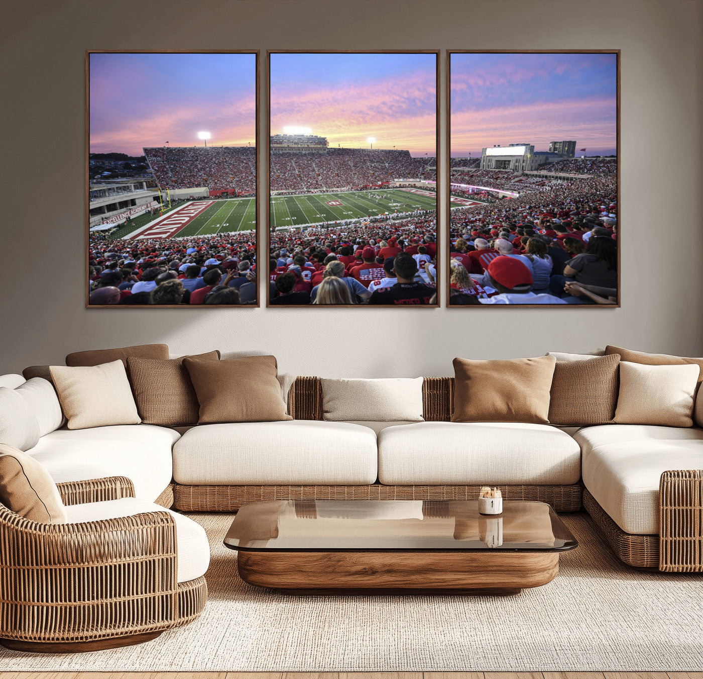 13046-MGV-CV-36X24-Indiana University Hoosiers Football Team Print - Bloomington Memorial Stadium Wall Art Canvas Print