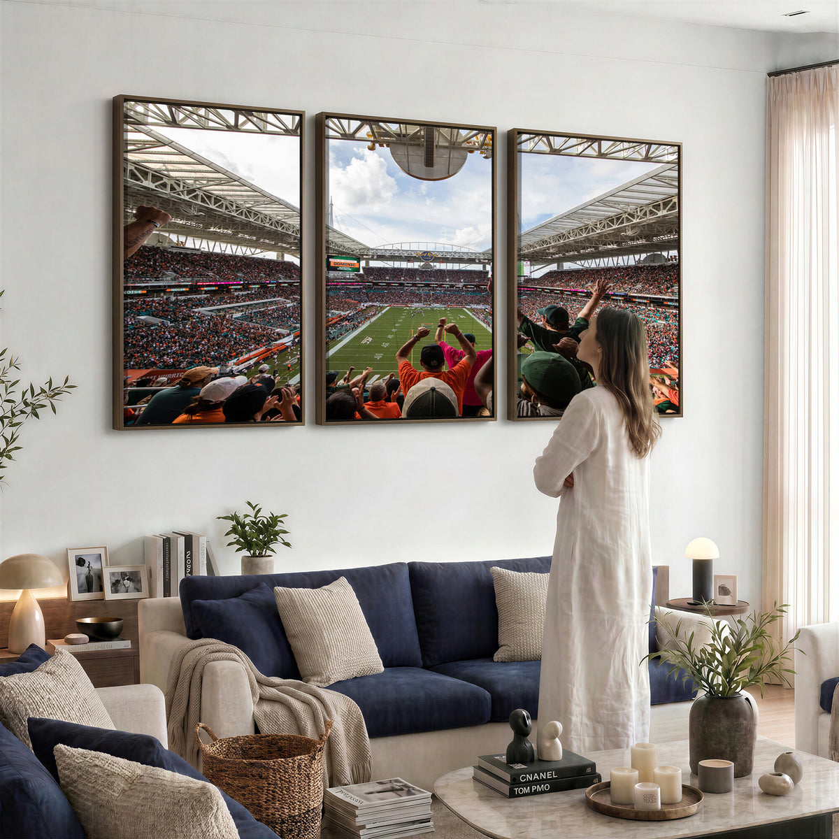 66239-PAN-FL-20X10 - Miami Hurricanes Football Team Wall Art Print - Miami Hard Rock Stadium Wall Art Canvas Print