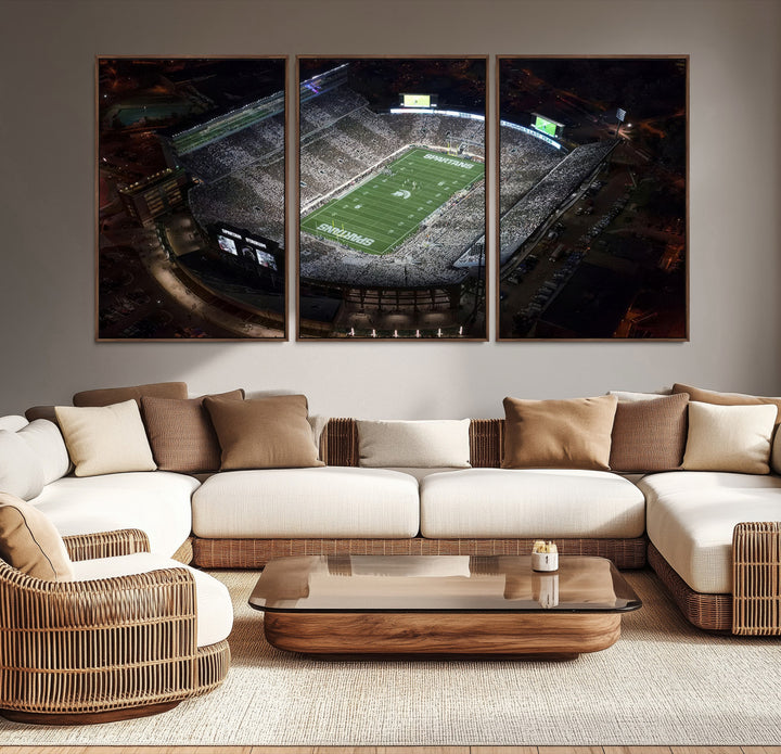 Michigan State Spartans Football Team Print - East Lansing Spartan Stadium Print Wall Art