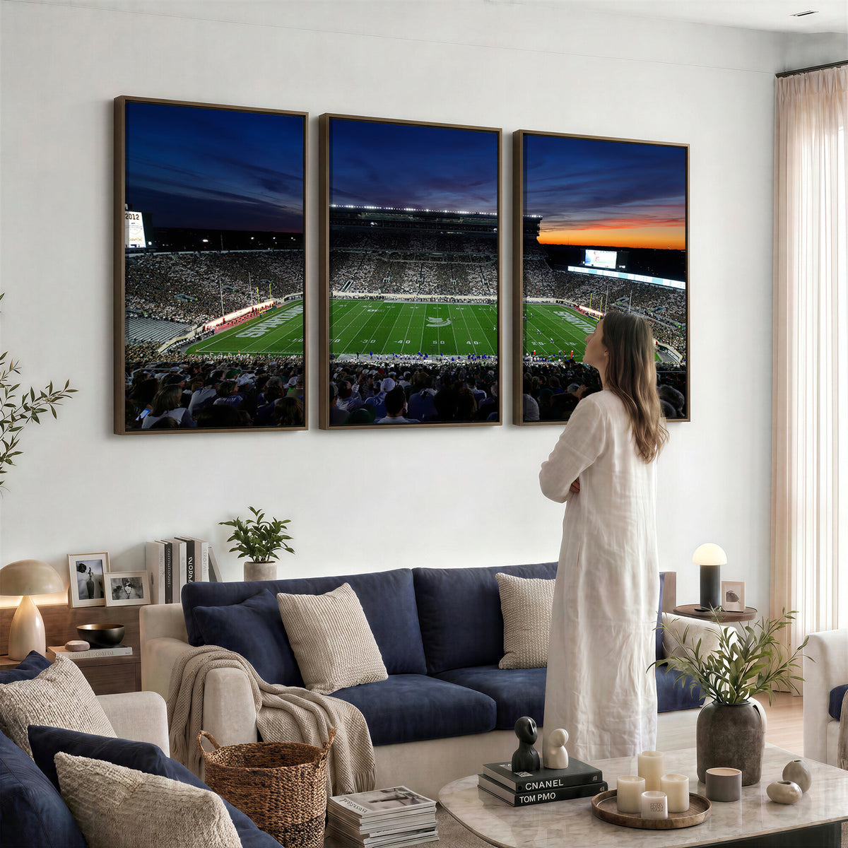 49074-PAN-FL-20X10 - Michigan State Spartans Football Team Print - East Lansing Spartan Stadium Canvas Print