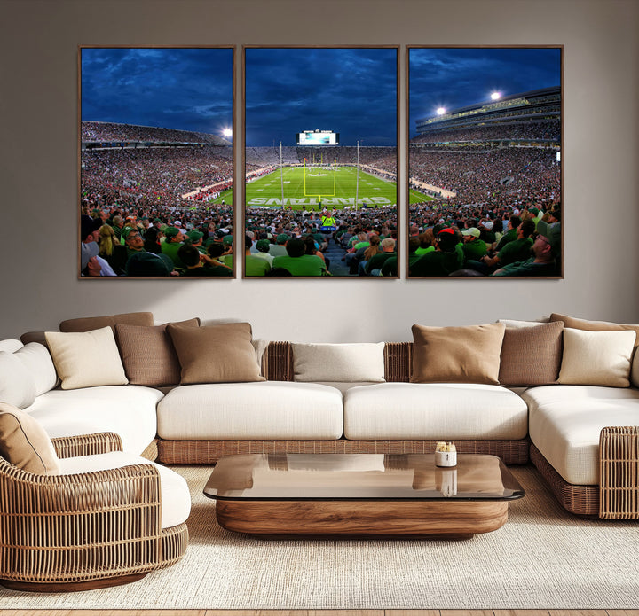 Michigan State Spartans Football Team Print - East Lansing Spartan Stadium Wall Art Canvas Print