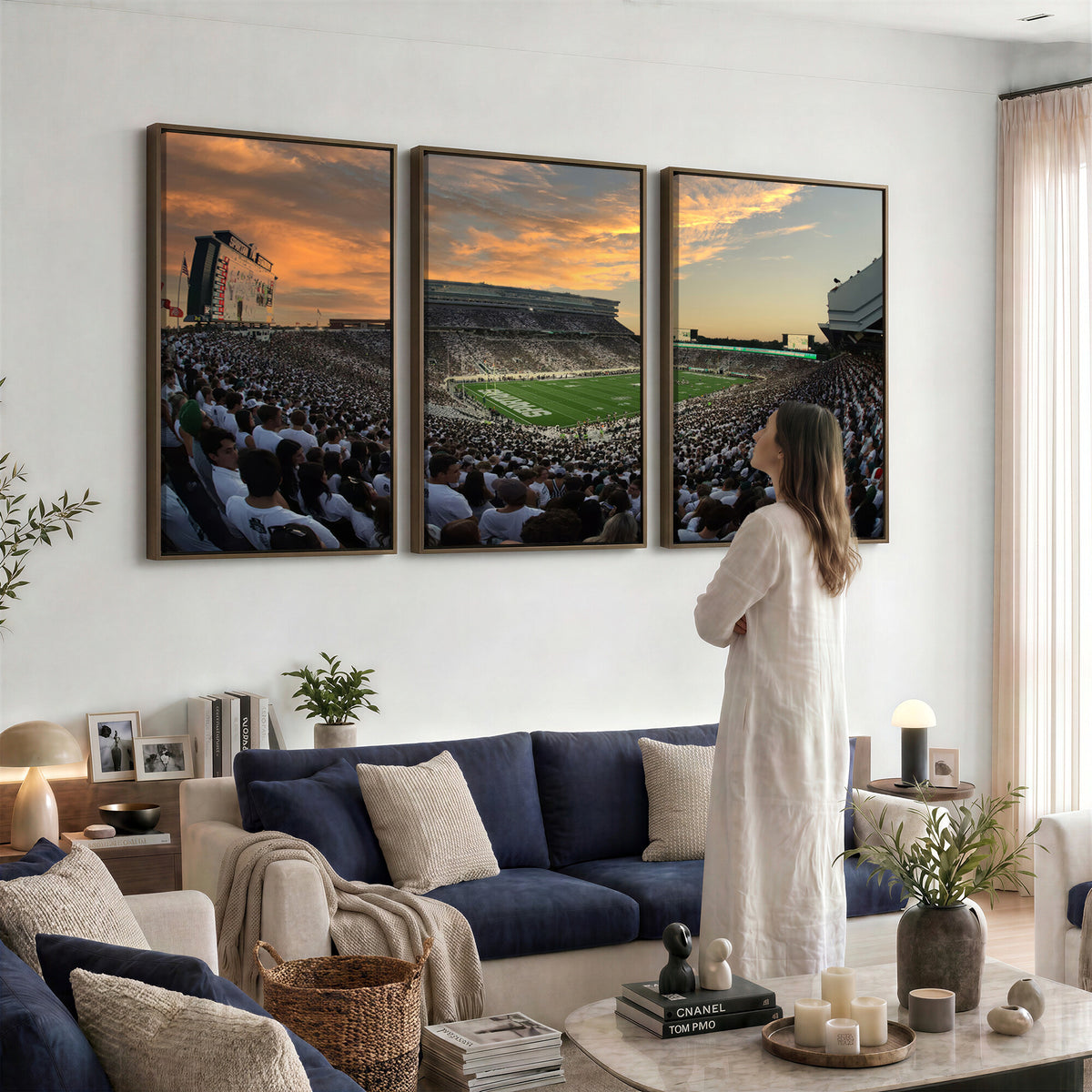 99155-PAN-FL-20X10 - Michigan State Spartans Football Team Print - East Lansing Spartan Stadium Wall Art Canvas Print