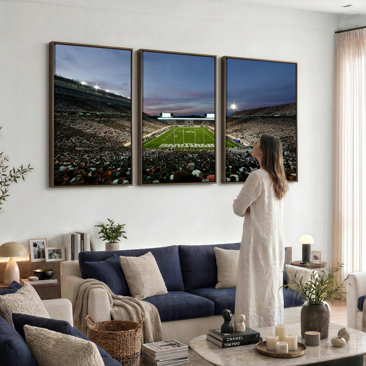 90831-PAN-FL-20X10 - Michigan State Spartans Football Team Print - East Lansing Spartan Stadium Canvas Print