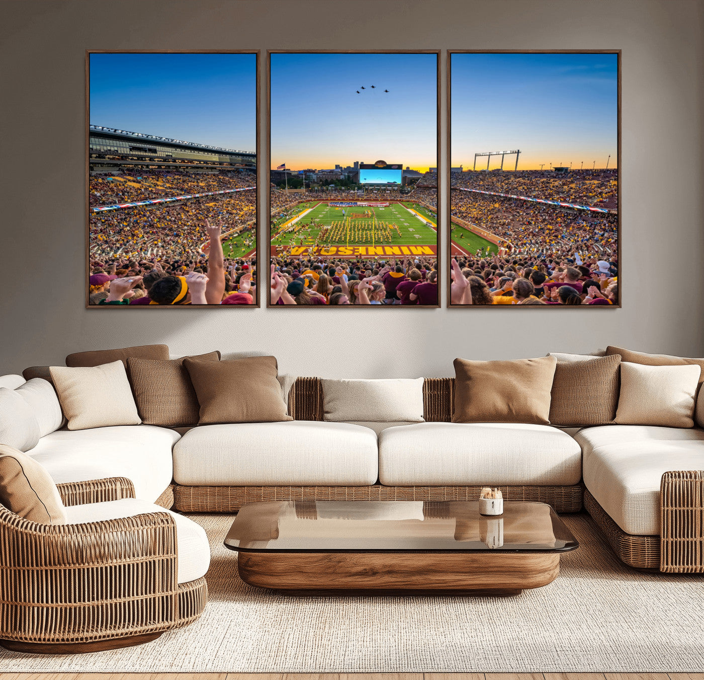 MGV-FC-60X30-3P - University of Minnesota Golden Gophers Art Print, Football Team Print - Minneapolis Huntington Bank