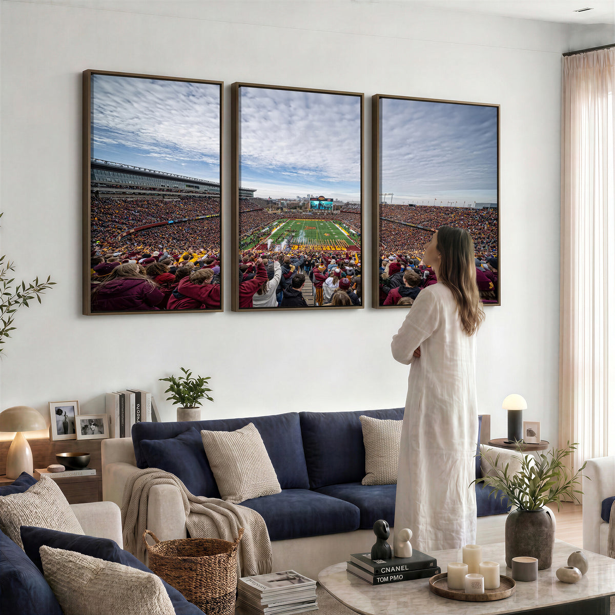 38459-PAN-FL-20X10 - University of Minnesota Golden Gophers Football Team Print - Minneapolis Huntington Bank Stadium Art