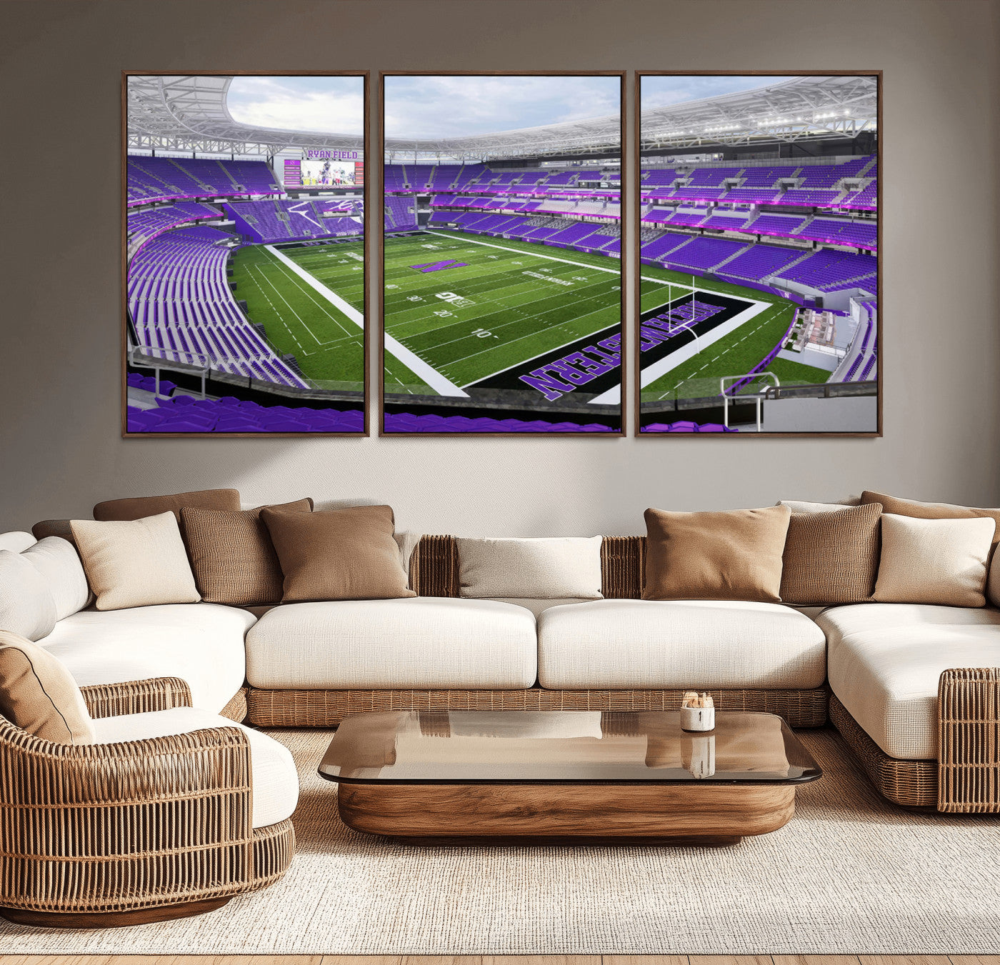 MGV-FC-60X30-3P - Northwestern University Wildcats Football Team Print - Evanston Ryan Field Wall Art Canvas Print