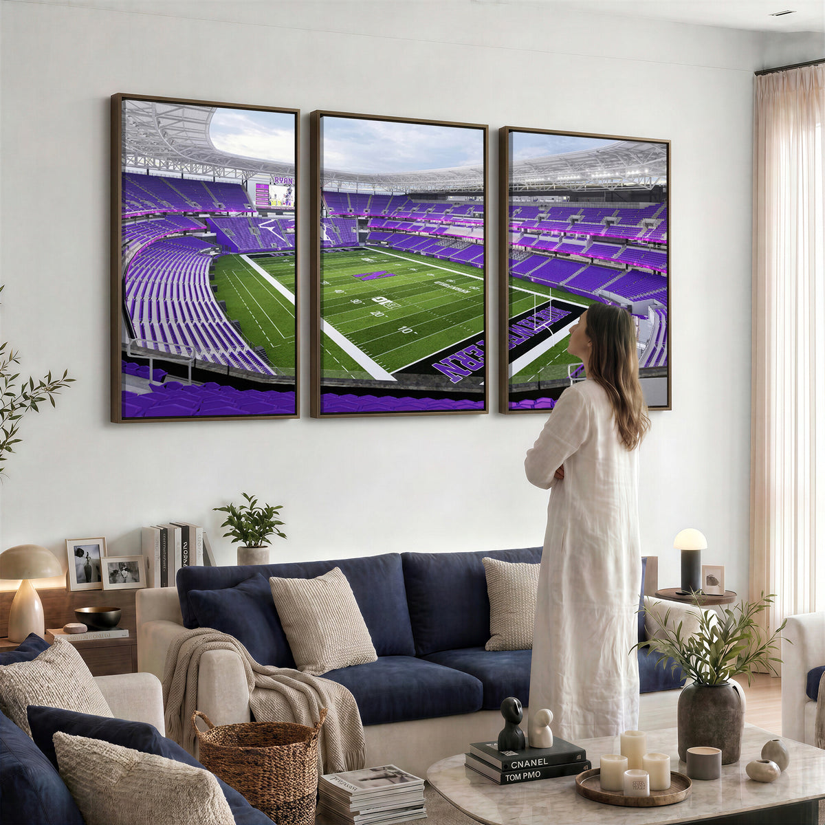 49190-MGV-CV-36X24 - Northwestern University Wildcats Football Team Print - Evanston Ryan Field Wall Art Canvas Print