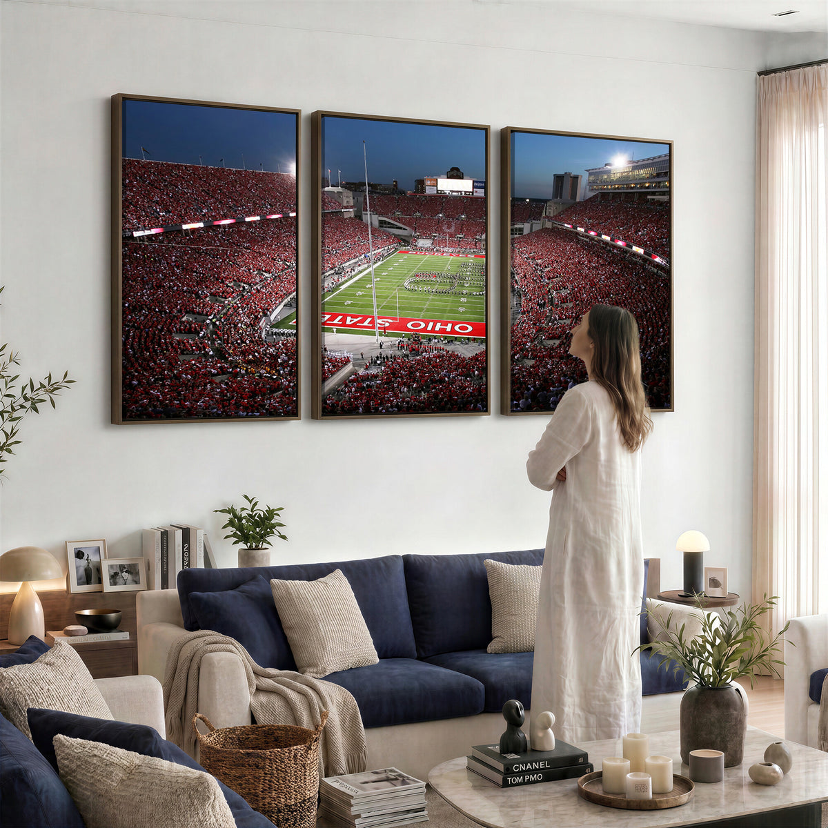 98743-PAN-FL-20X10 - Ohio State University Buckeyes Football Team Print - Columbus Ohio Stadium Wall Art Canvas Print