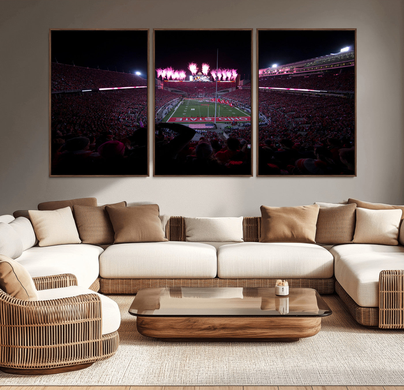 MGV-FC-60X30-3P - Ohio State University Buckeyes Football Team Print - Columbus Ohio Stadium Wall Art Canvas Print