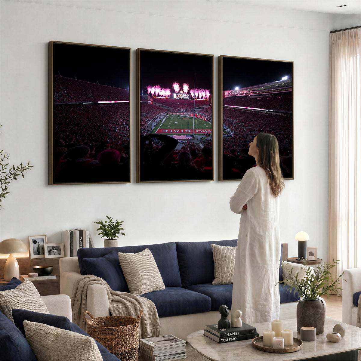 20483-PAN-FL-20X10 - Ohio State University Buckeyes Football Team Print - Columbus Ohio Stadium Wall Art Canvas Print