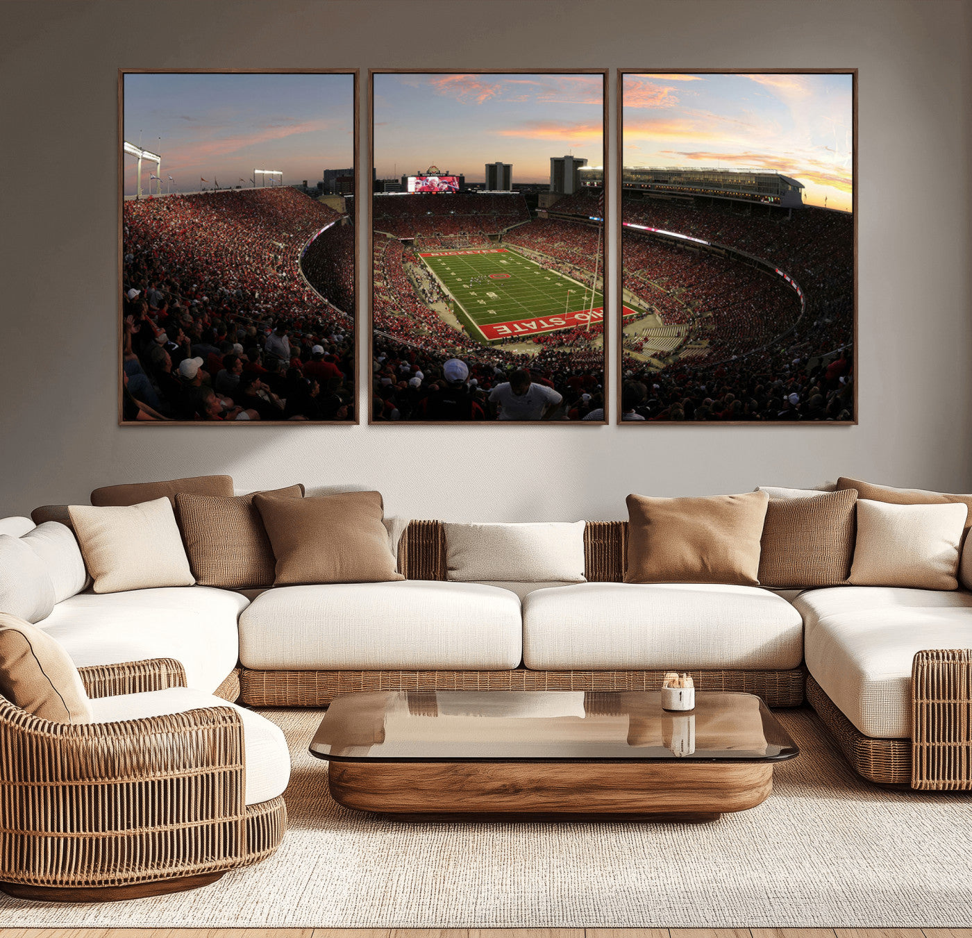 MGV-FC-60X30-3P - Ohio State University Buckeyes Football Team Print - Columbus Ohio Stadium Wall Art Canvas Print