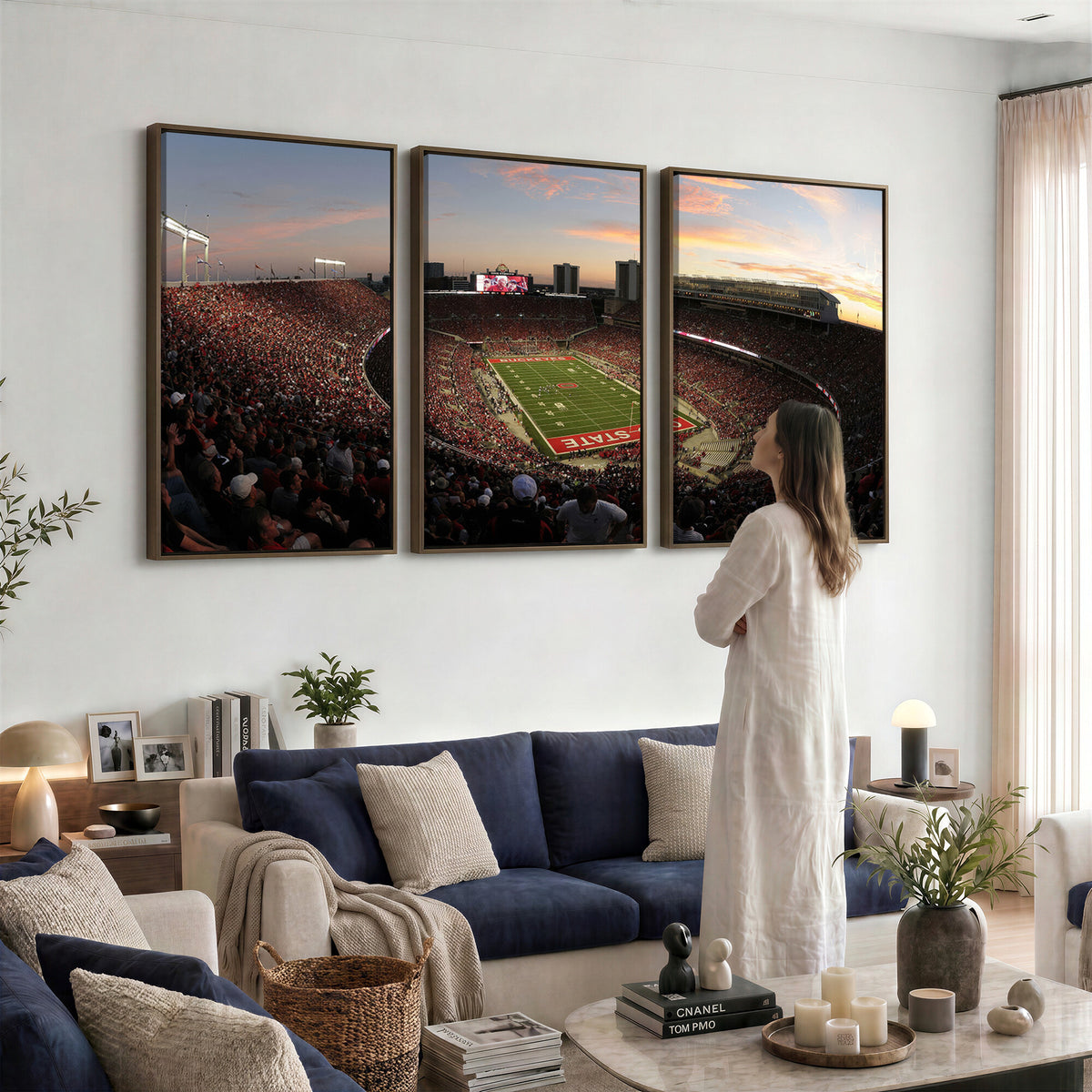 28825-PAN-FL-20X10 - Ohio State University Buckeyes Football Team Print - Columbus Ohio Stadium Wall Art Canvas Print