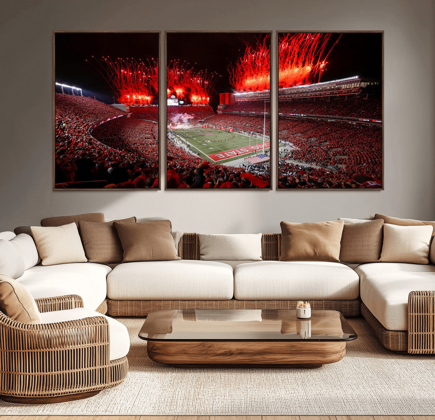 MGV-FC-60X30-3P - Ohio State University Buckeyes Football Team Print - Columbus Ohio Stadium Wall Art Canvas Print