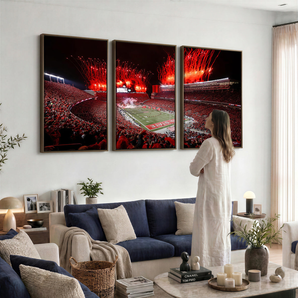 56909-PAN-FL-20X10 - Ohio State University Buckeyes Football Team Print - Columbus Ohio Stadium Wall Art Canvas Print