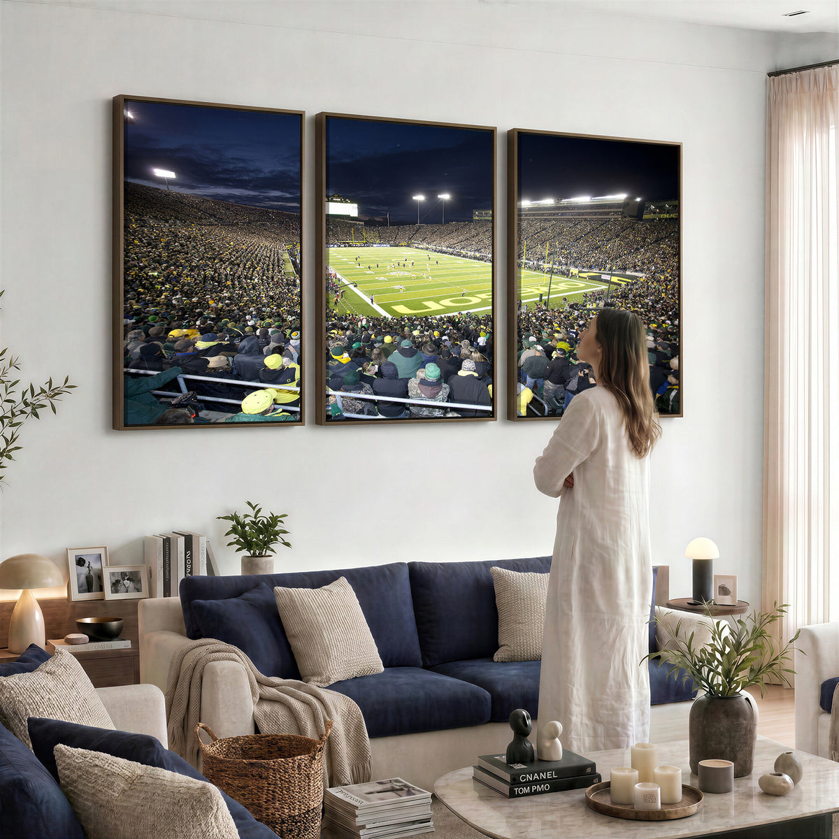 48756-PAN-FL-20X10 - University of Oregon Ducks Football Team Print - Eugene Autzen Stadium Wall Art Canvas Print