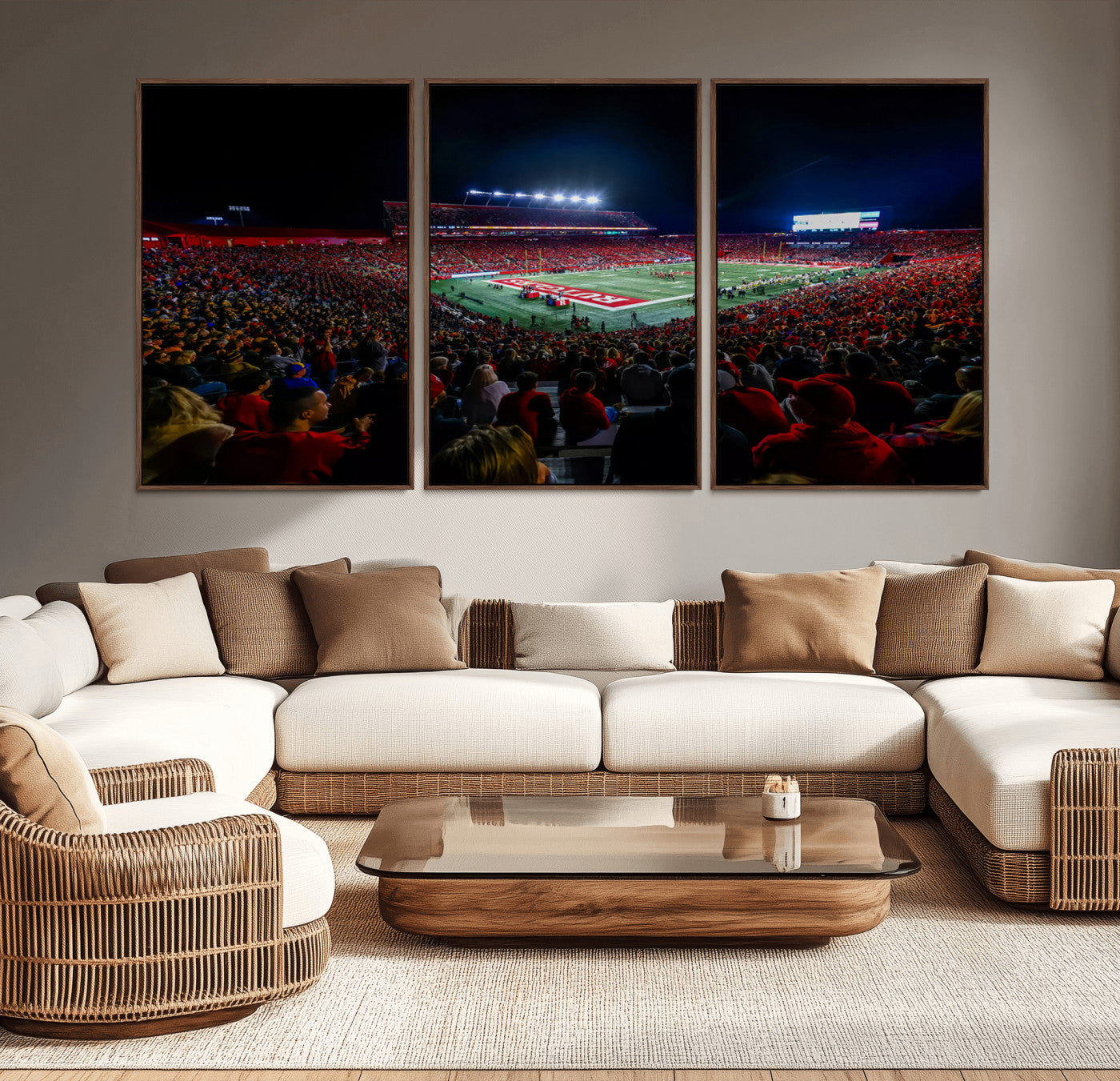 MGV-FC-60X30-3P - Rutgers Scarlet Knights Football Team Print - SHI Stadium, Piscataway Wall Art Canvas Print