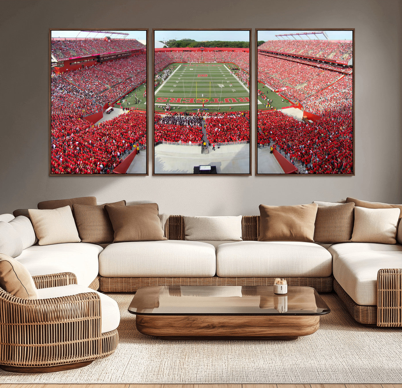 MGV-FC-60X30-3P - Rutgers Scarlet Knights Football Team Print - Piscataway SHI Stadium Wall Art Canvas Print