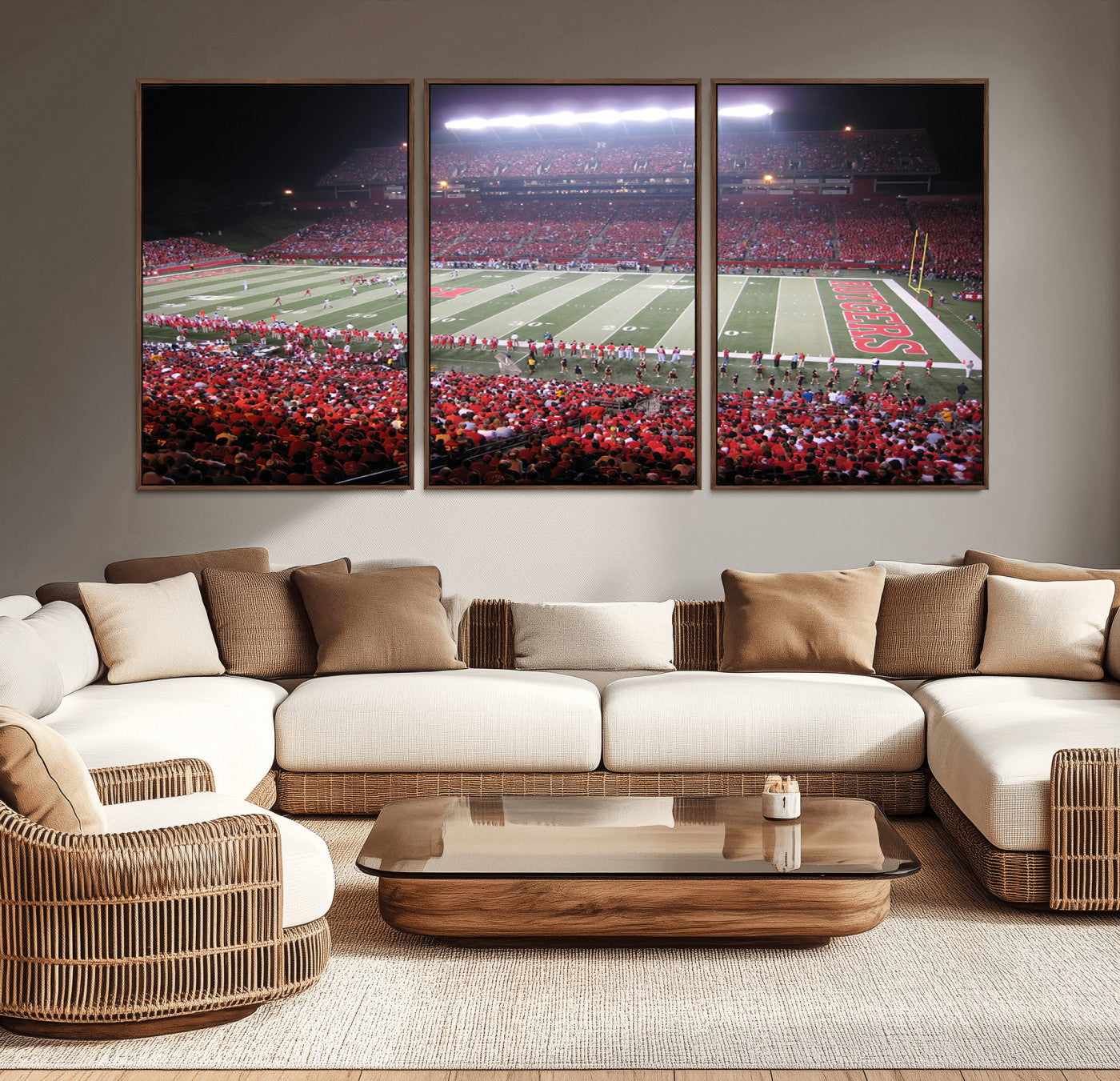 MGV-FC-60X30-3P - Rutgers University Scarlet Knights Football Team Print - Piscataway SHI Stadium Wall Art Canvas