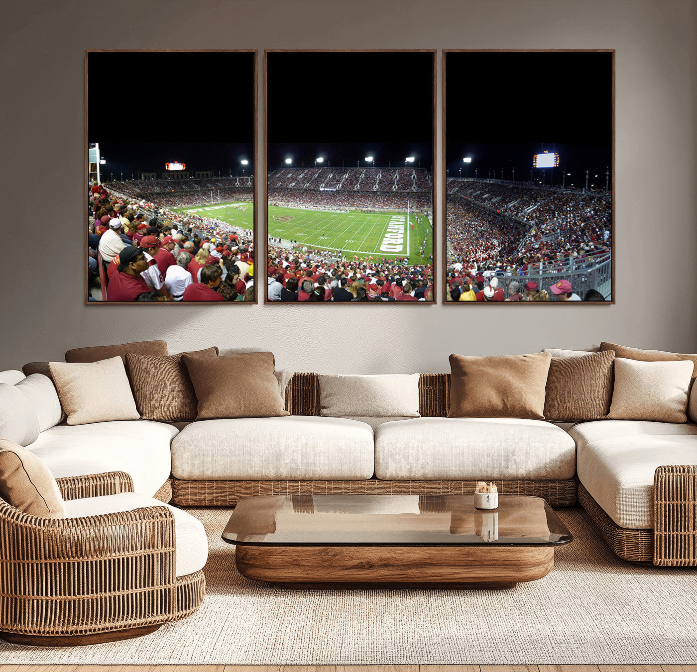 MGV-FC-60X30-3P - Stanford University Cardinal Football Team Print - Stanford Stadium Wall Art Canvas Print