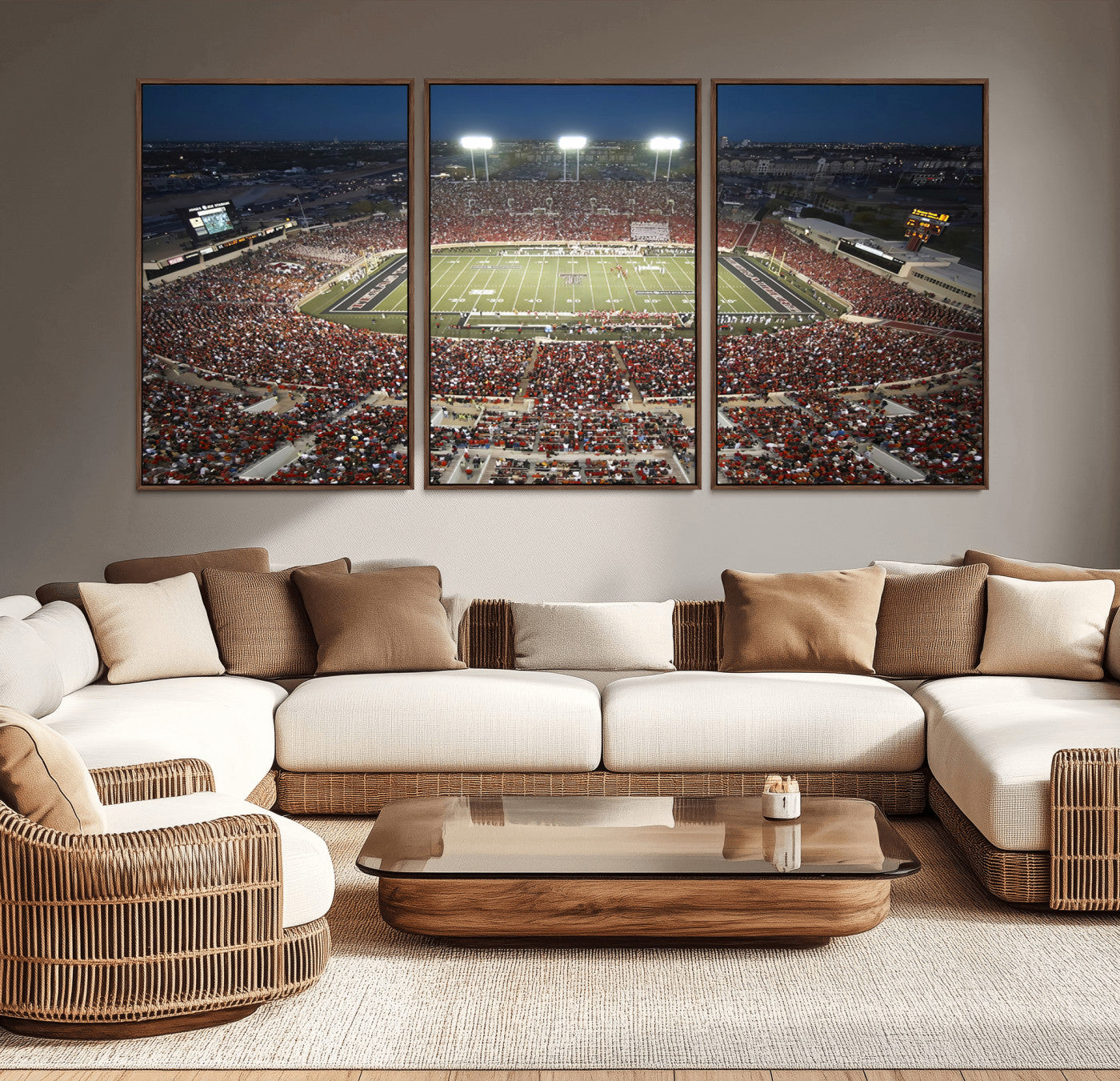 MGV-FC-60X30-3P - Texas Tech Red Raiders Football Team Print - Lubbock Jones AT&T Stadium Wall Art Canvas Print