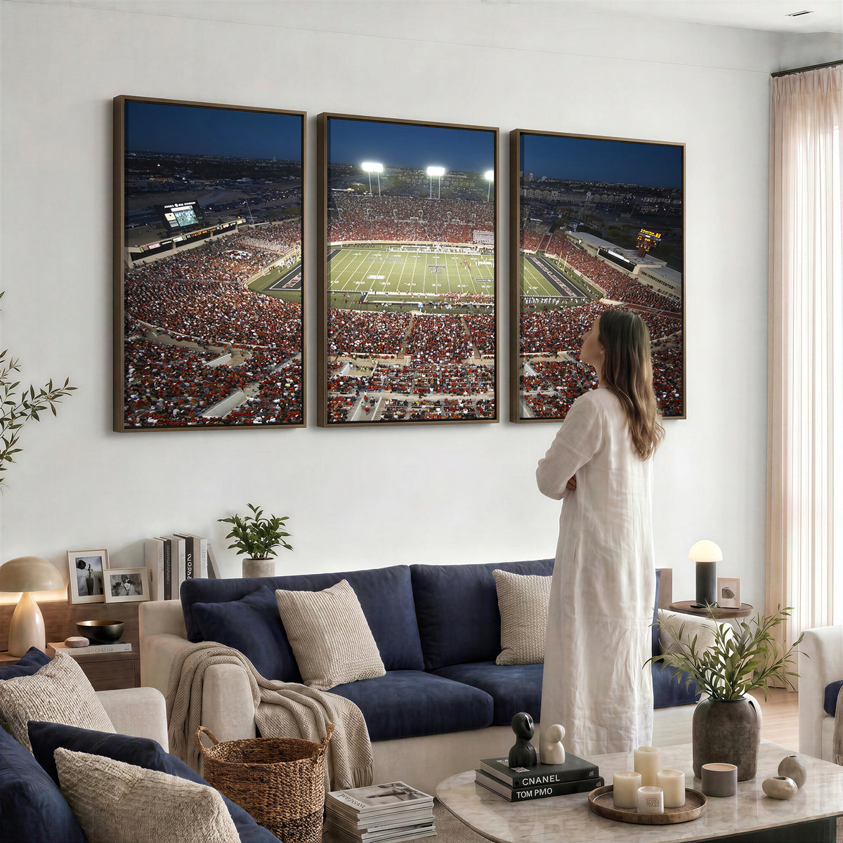 55763-MGV-CV-36X24 - Texas Tech Red Raiders Football Team Print, Lubbock Jones AT&T Stadium, Framed and Ready to Hang