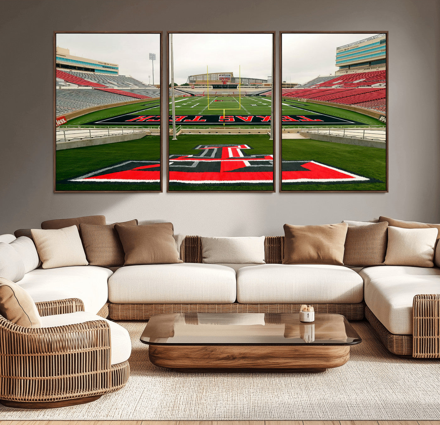 MGV-FC-60X30-3P - Texas Tech Red Raiders Football Team Print - Lubbock Jones AT&T Stadium Wall Art Canvas Print