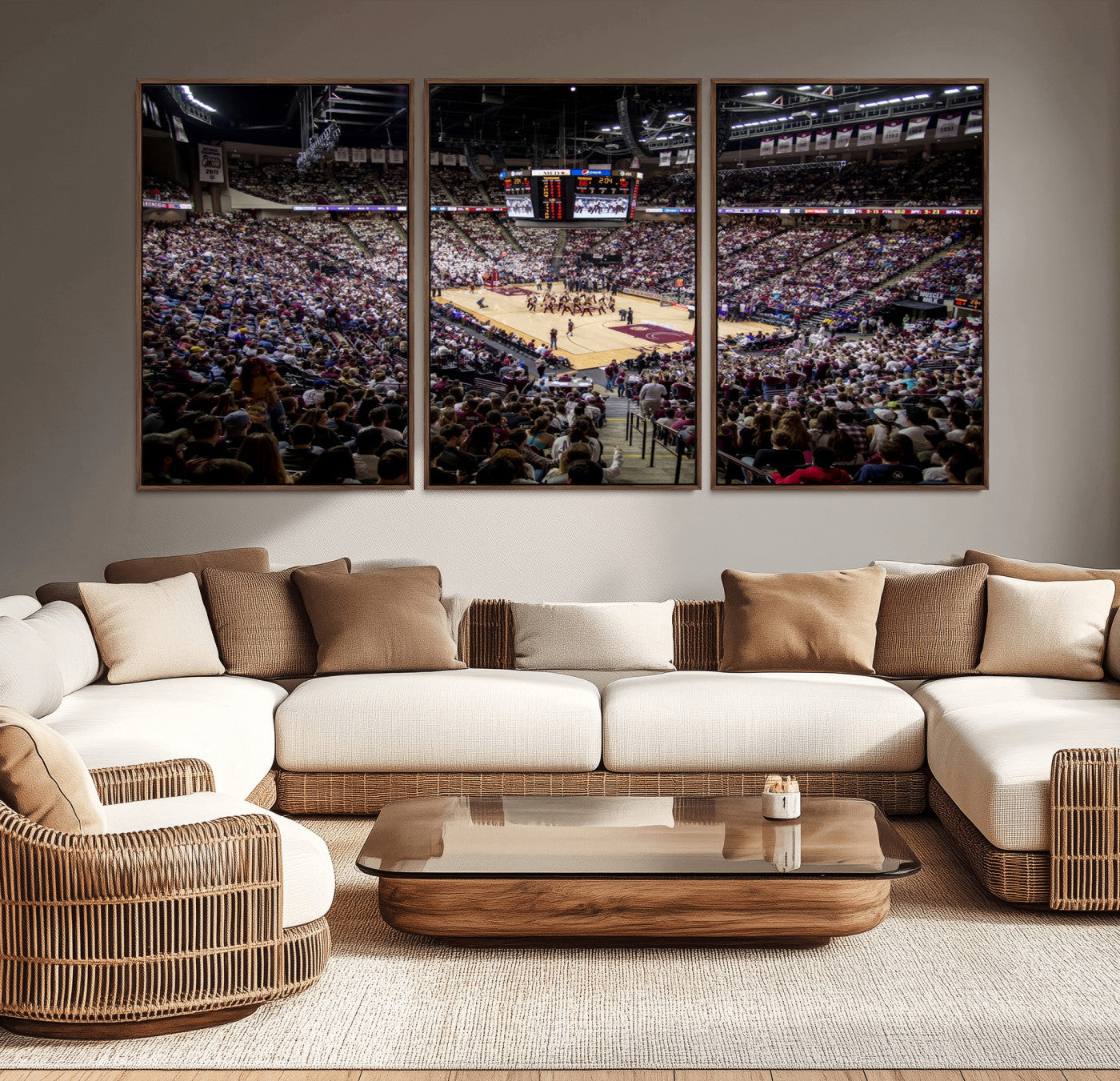 MGV-FC-60X30-3P - University of Nebraska Cornhuskers Basketball Team Print - Lincoln Red Arena Wall Art Canvas Print