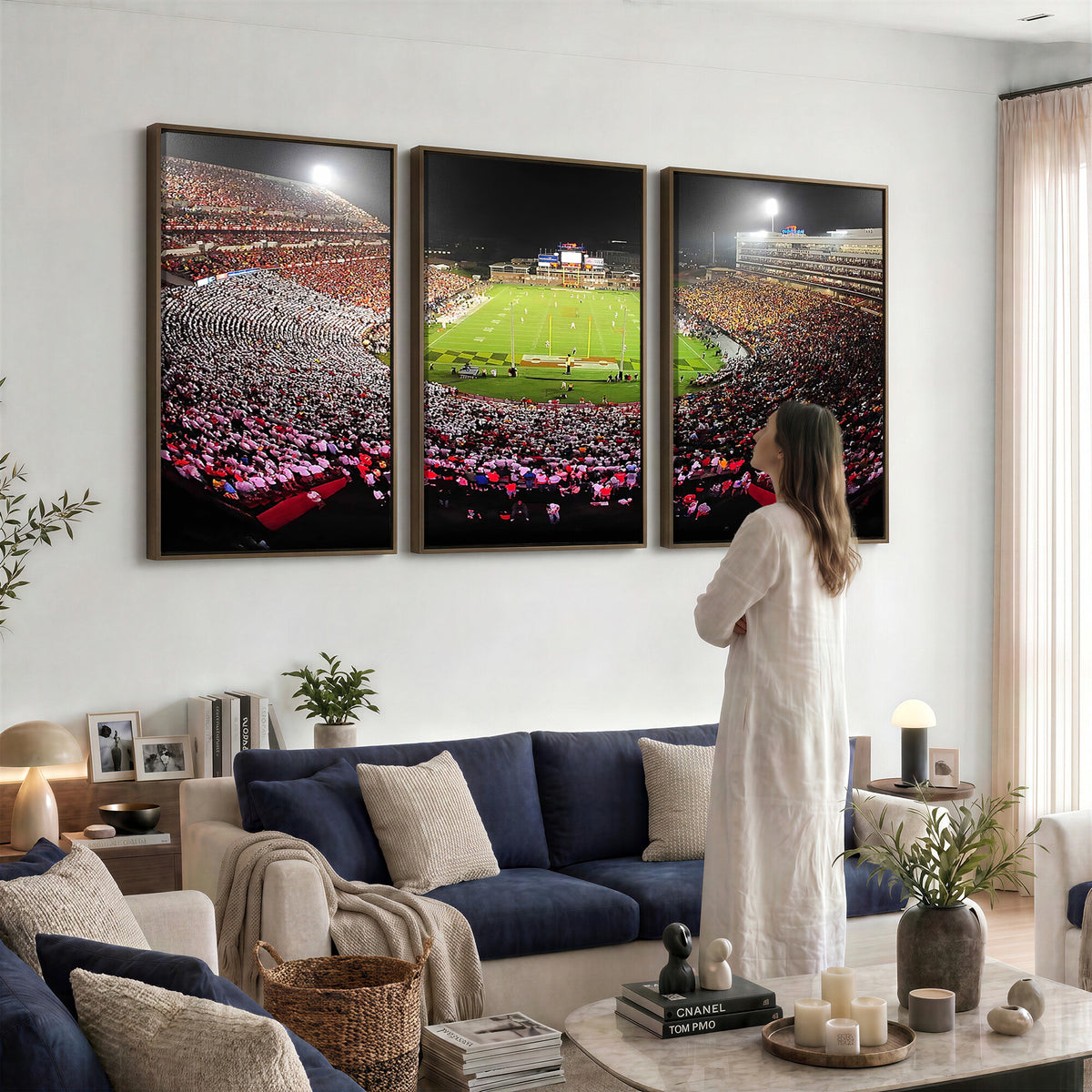 12091-PAN-FL-20X10 - University of Maryland Terrapins Football Team Print - College Park SECU Stadium Wall Art Canvas