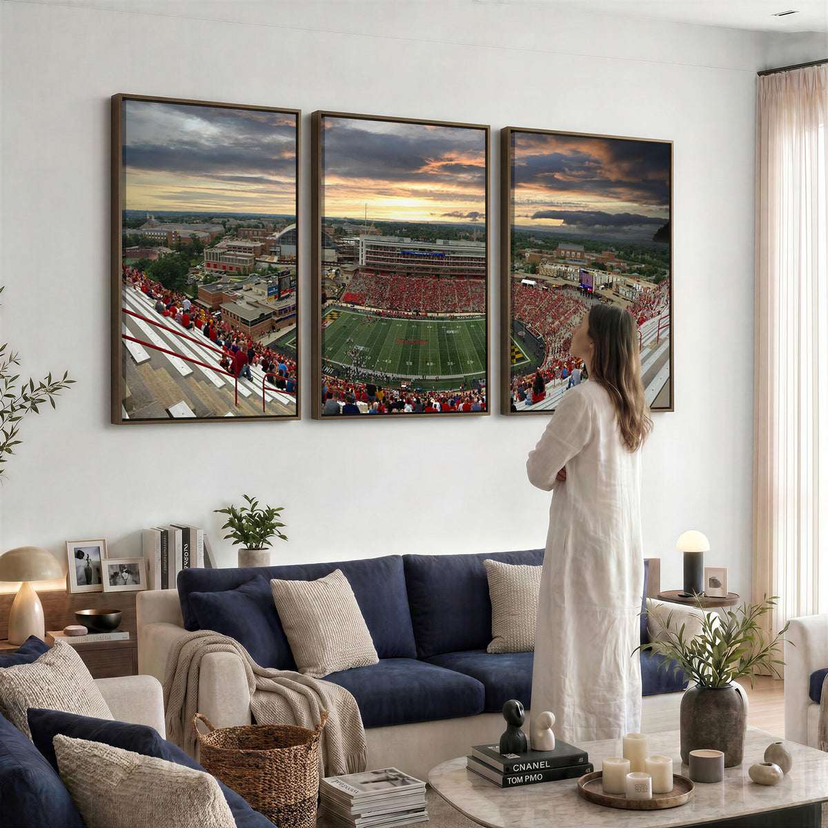 29993-PAN-FL-20X10 - University of Maryland Terrapins Football Team Print - College Park SECU Stadium Wall Art Canvas