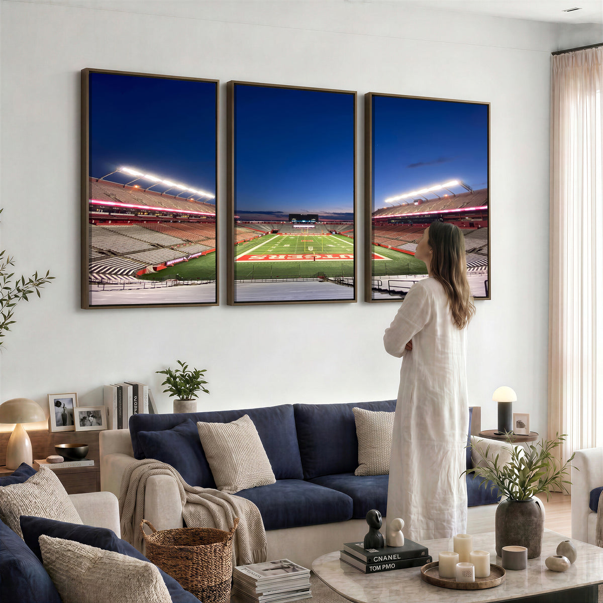 15051-MGV-CV-36X24 - Rutgers Scarlet Knights Football Team Print, Piscataway SHI Stadium