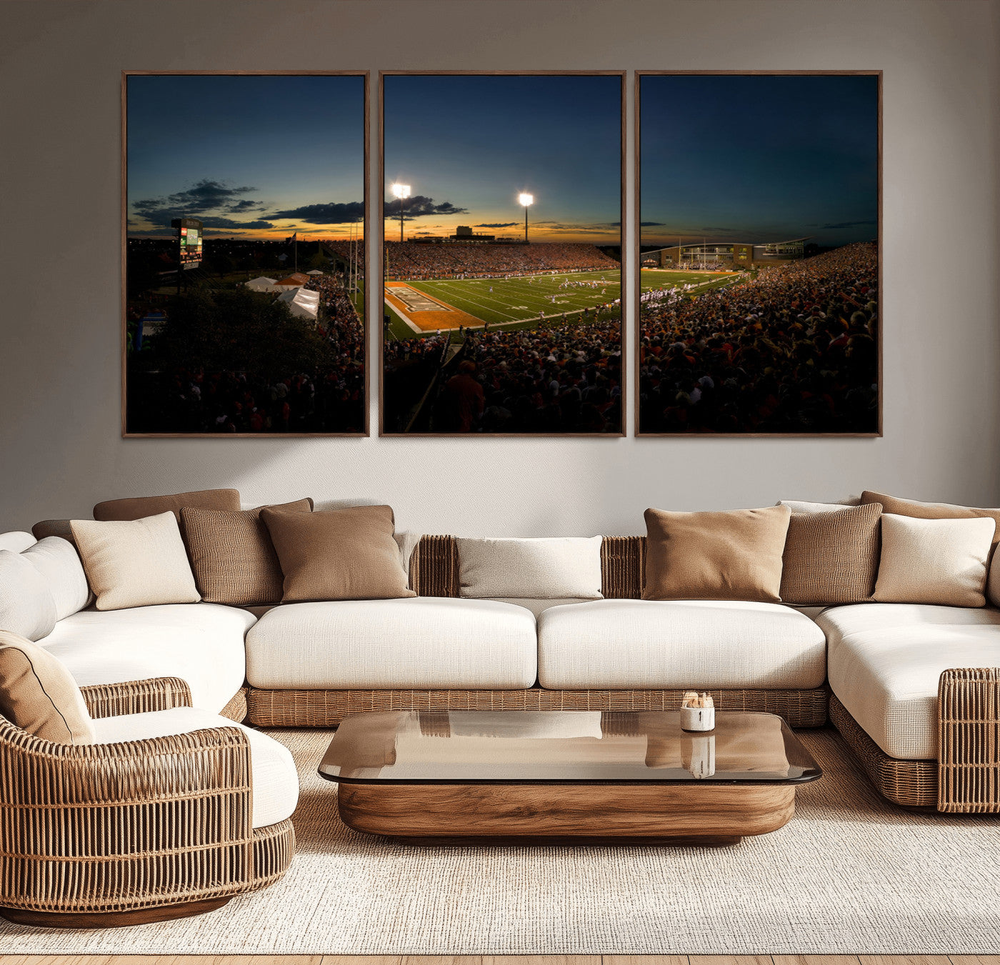 MGV-FC-60X30-3P - Ball State Cardinals Football Team Print - Muncie Scheumann Stadium Wall Art Canvas Print
