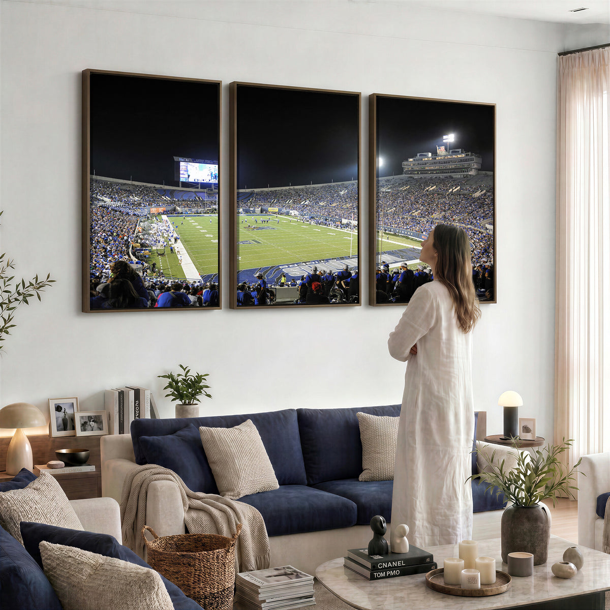 10894-PAN-FL-20X10 - University of Memphis Tigers Football Team Print - Memphis Simmons Bank Liberty Stadium Wall Art