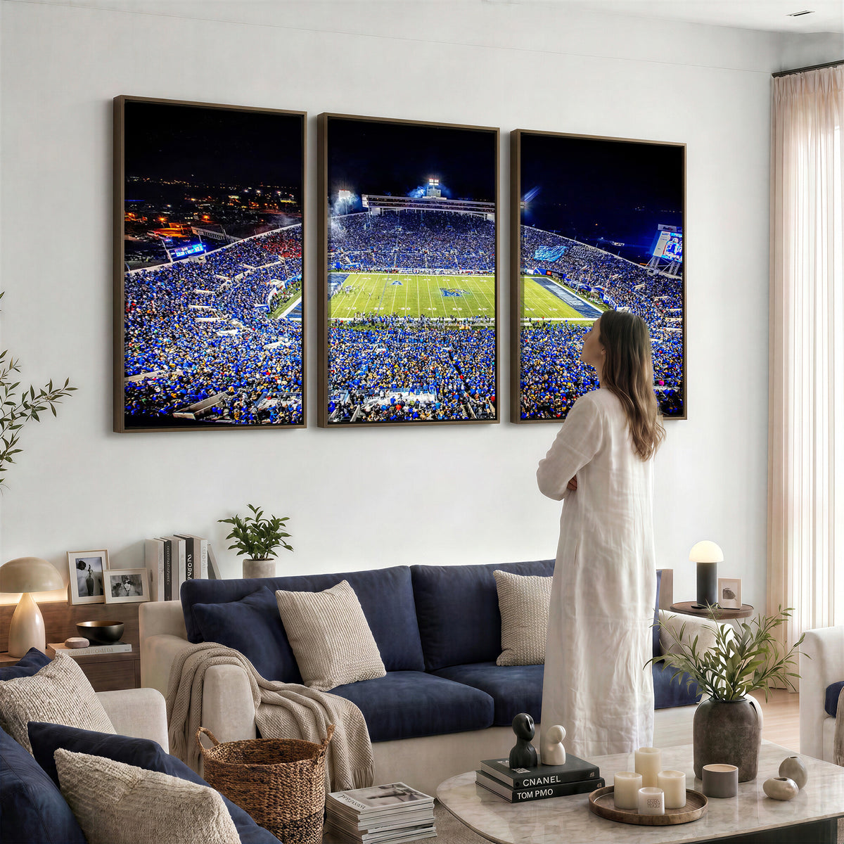 11665-PAN-FL-20X10 - University of Memphis Tigers Football Team Print - Memphis Simmons Bank Liberty Stadium Wall Art