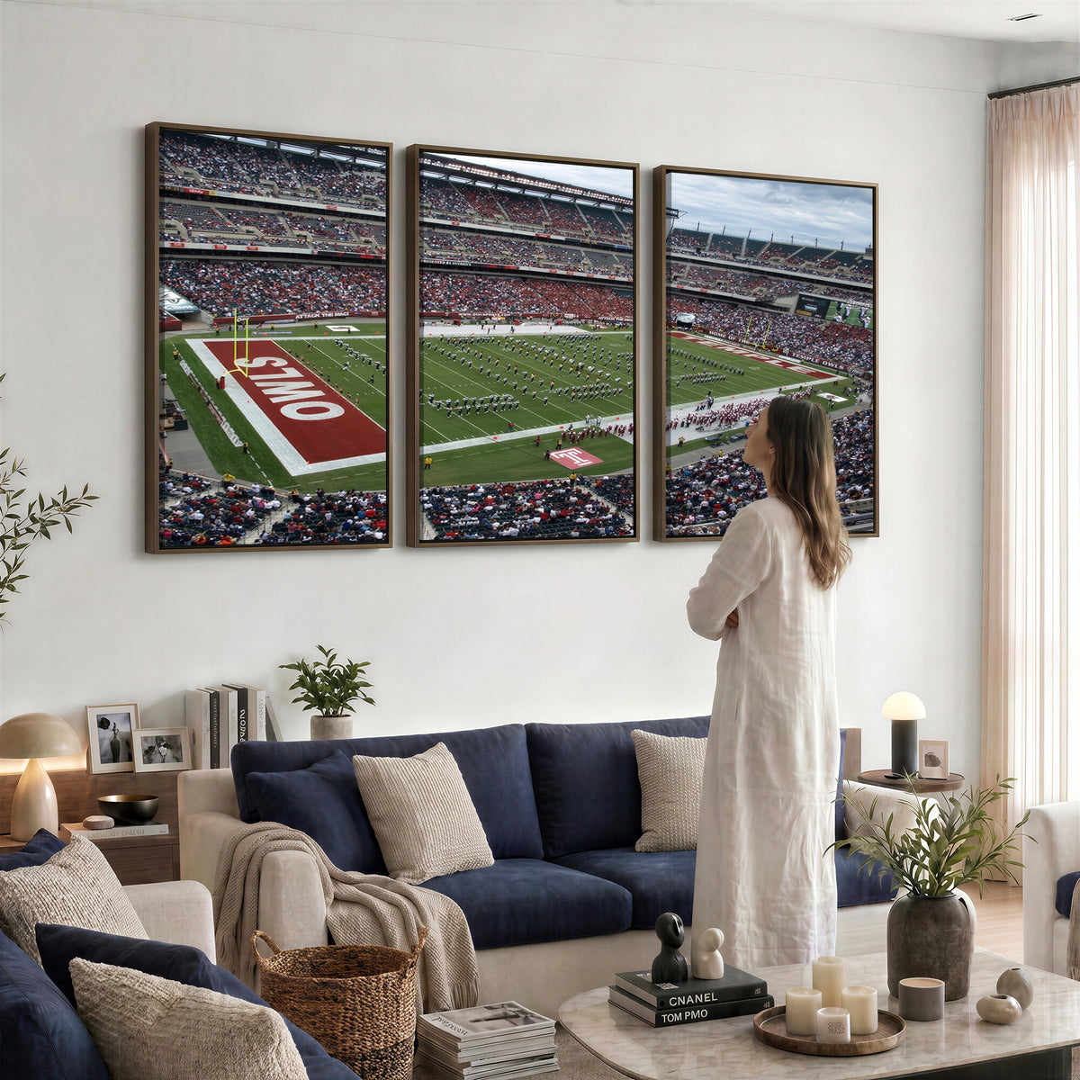 15310-PAN-FL-20X10 - The Temple University Owls Athletics Team Print - Philadelphia Lincoln Financial Field Stadium Wall