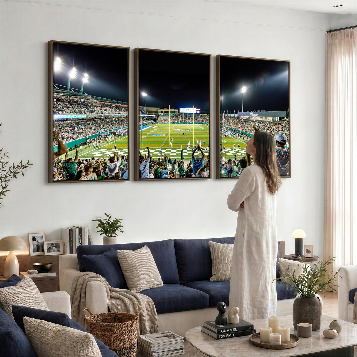 56448-MGV-CV-36X24 - The Tulane University Green Wave Football Team Print, New Orleans Yulman Stadium