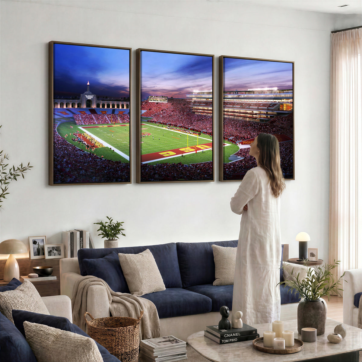 71879-MGV-CV-36X24 - The University of Southern California USC Trojans Football Team Print, Framed and Ready to Hang