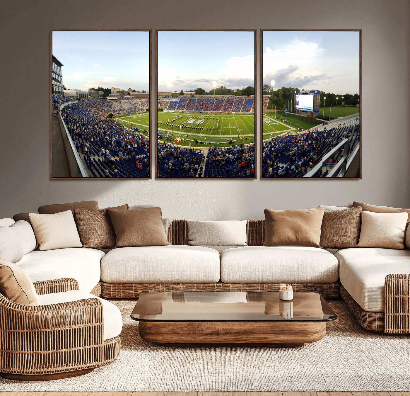 MGV-FC-60X30-3P - The Duke University Blue Devils Football Team Print - Durham Wallace Wade Stadium Wall Art Canvas
