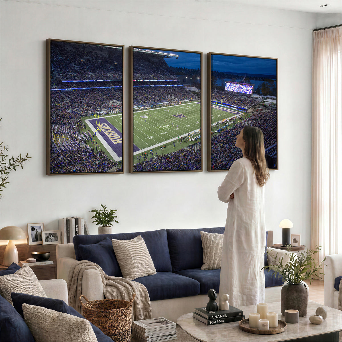 84780-MGV-CV-36X24 - The University of Washington Huskies Football Team Print, Framed and Ready to Hang