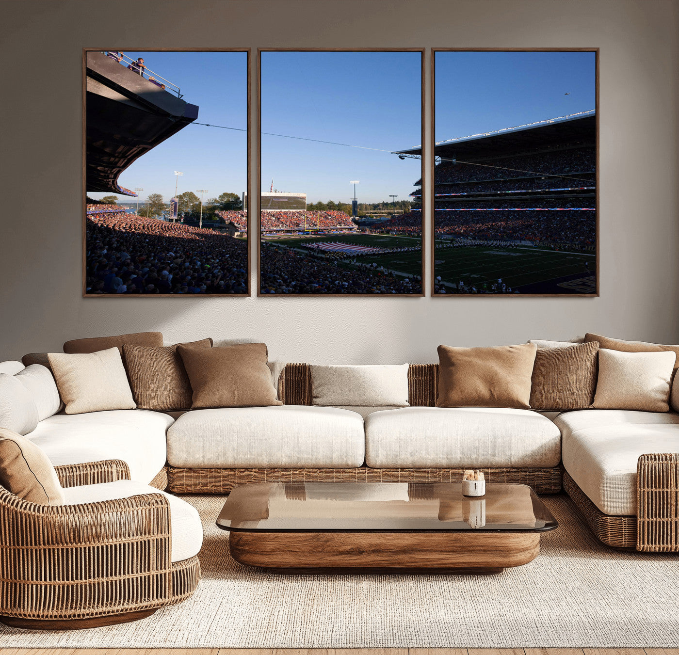 MGV-FC-60X30-3P - The University of Washington Huskies Football Team Print - Seattle Husky Stadium Wall Art Canvas