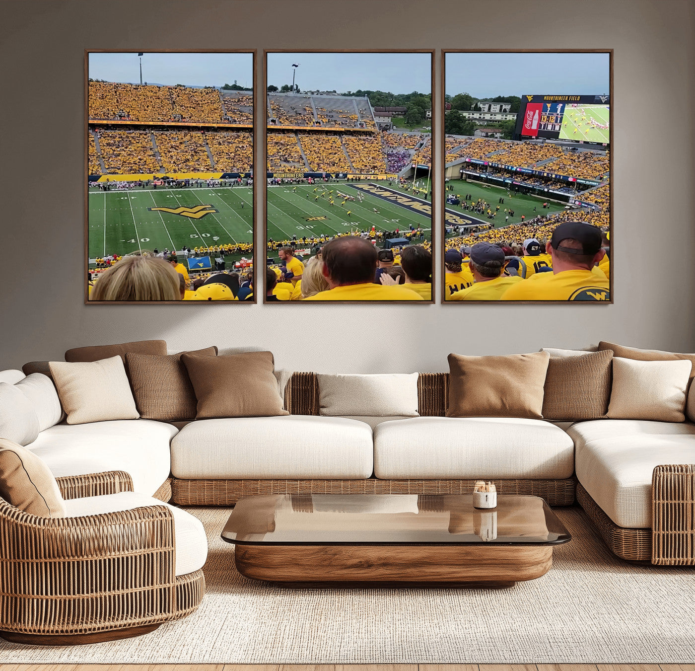 MGV-FC-60X30-3P - Puskar Stadium Canvas Print Wall Art - Morgantown Print - West Virginia University Mountaineers