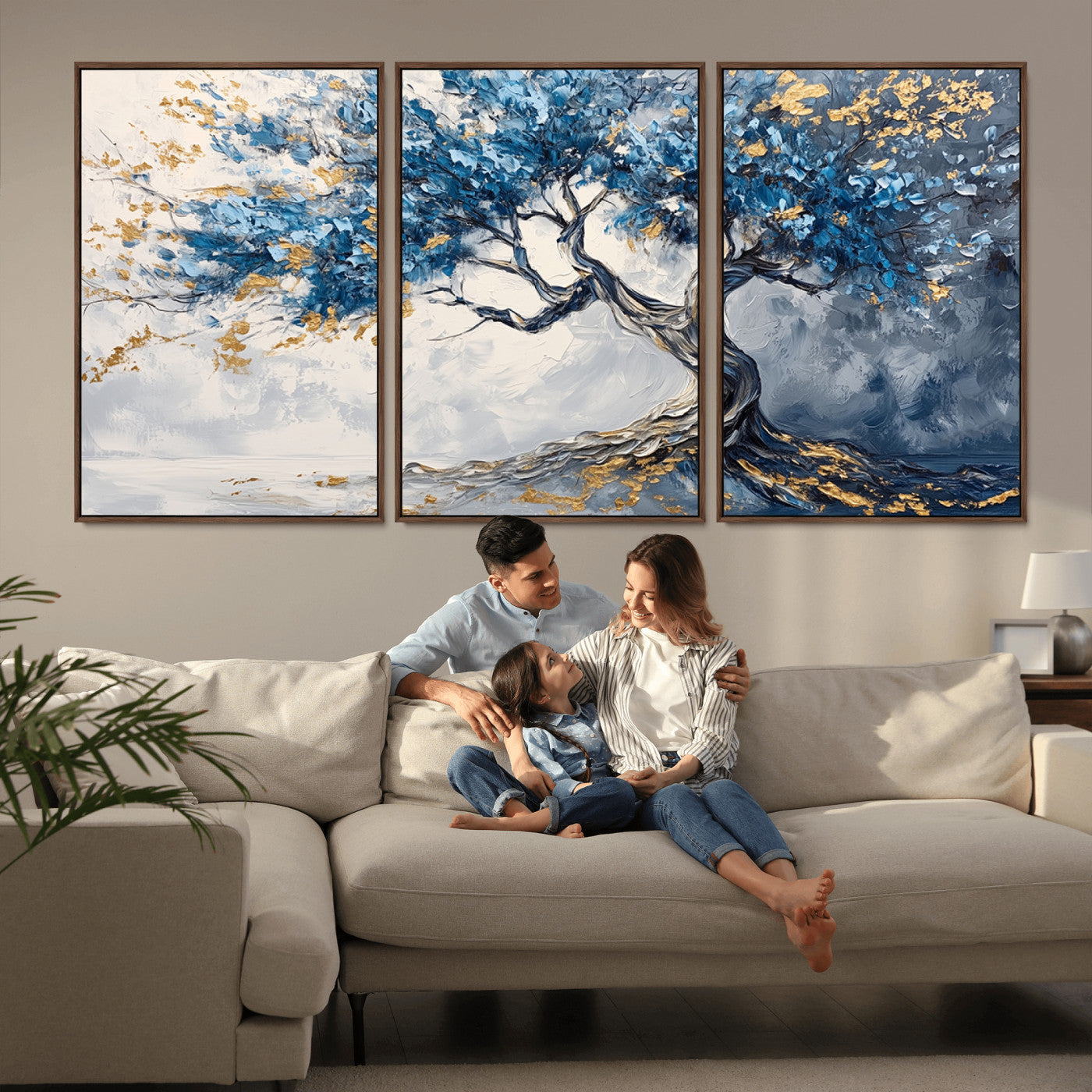 MGV-FC-60X30-3P - Abstract Tree Painting Canvas Wall Art | Tree of Life Painting Wall Art Canvas Print