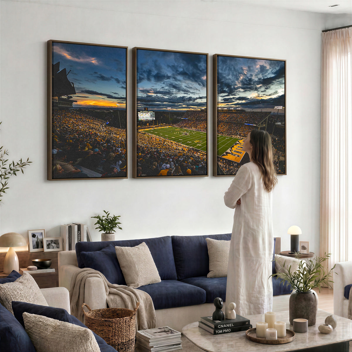61020-MGV-CV-36X24 - University of Wyoming Cowboys Football Team Print, Laramie, Framed and Ready to Hang