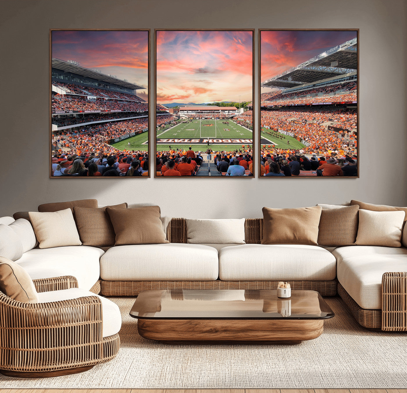 MGV-FC-60X30-3P - Oregon State Beavers Football Team Print - Corvallis Reser Stadium Wall Art Canvas Print