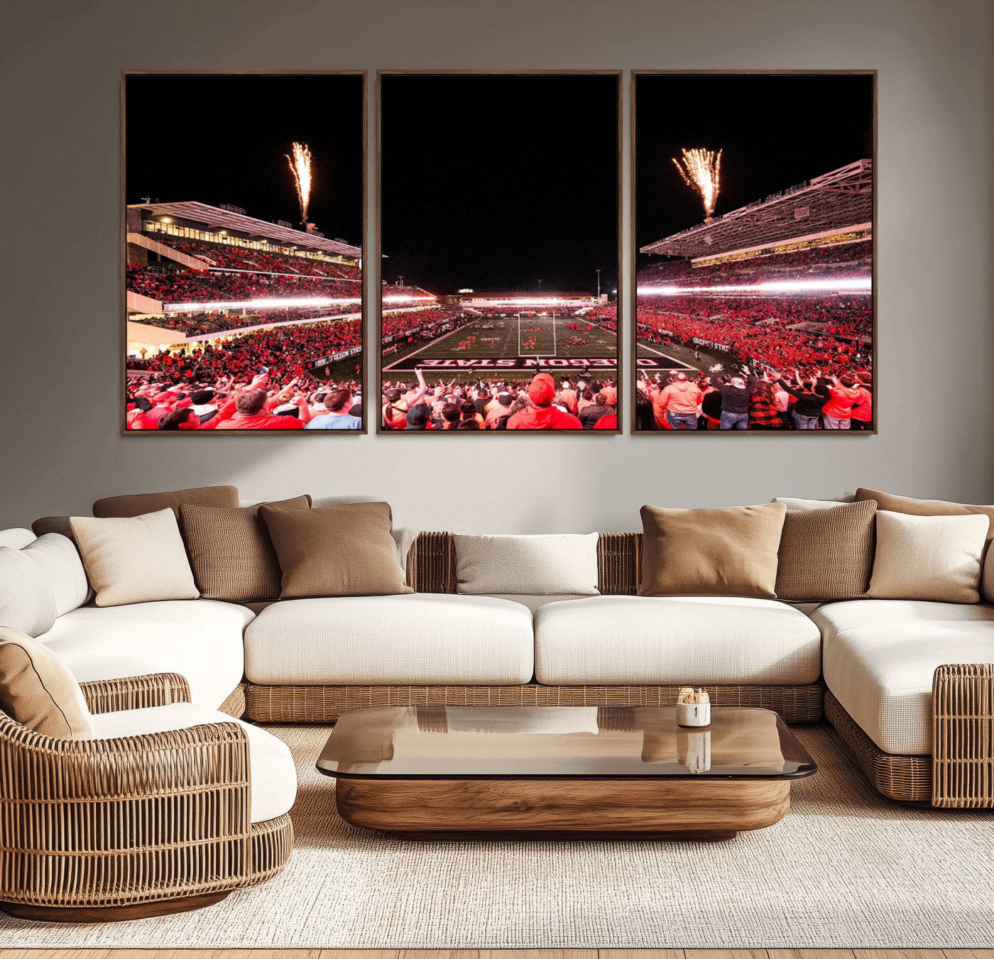 MGV-FC-60X30-3P - Oregon State Beavers Football Team Print - Corvallis Reser Stadium Wall Art Canvas Print