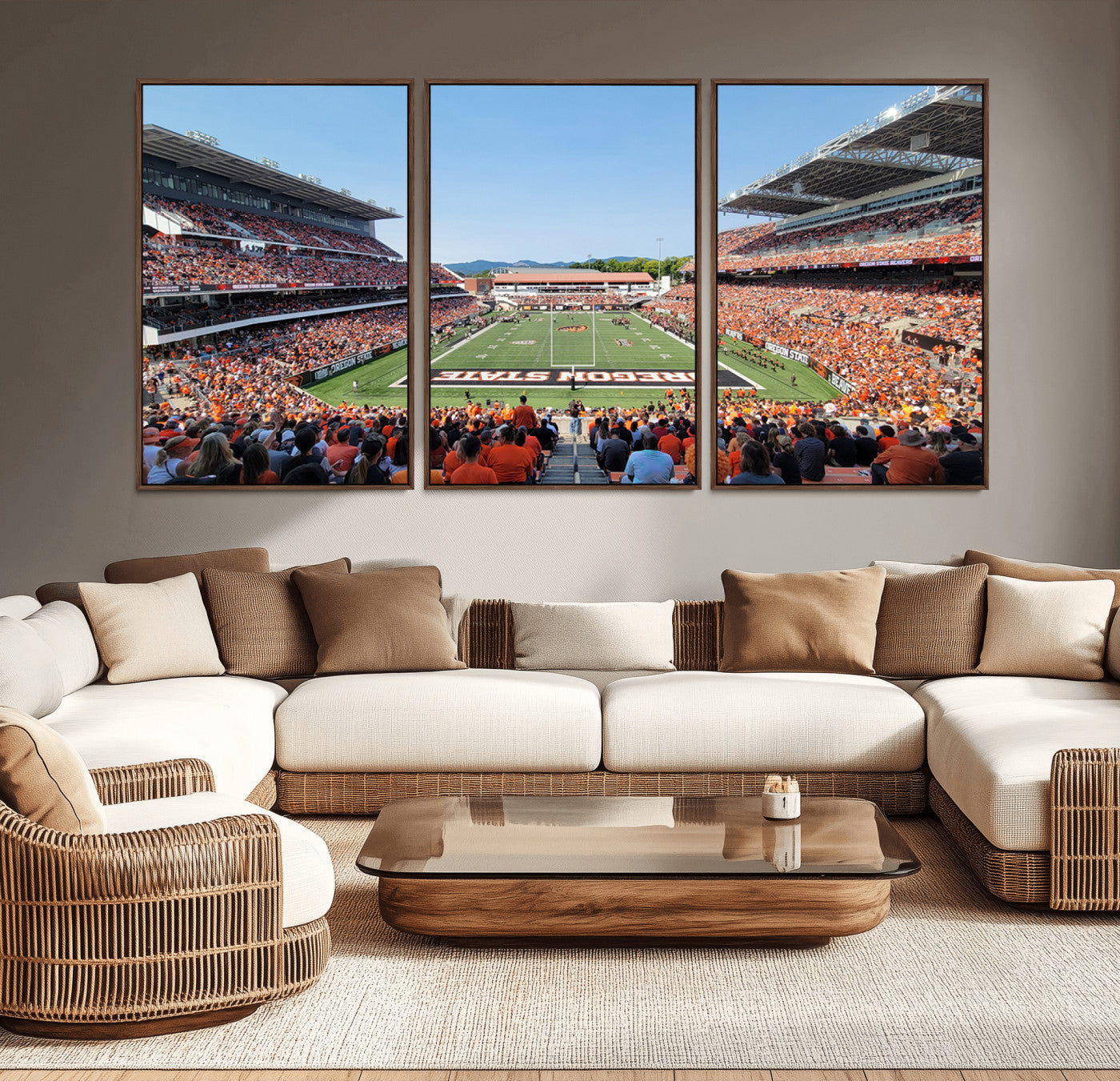 MGV-FC-60X30-3P - Oregon State Beavers Football Team Print - Corvallis Reser Stadium Wall Art Canvas Print