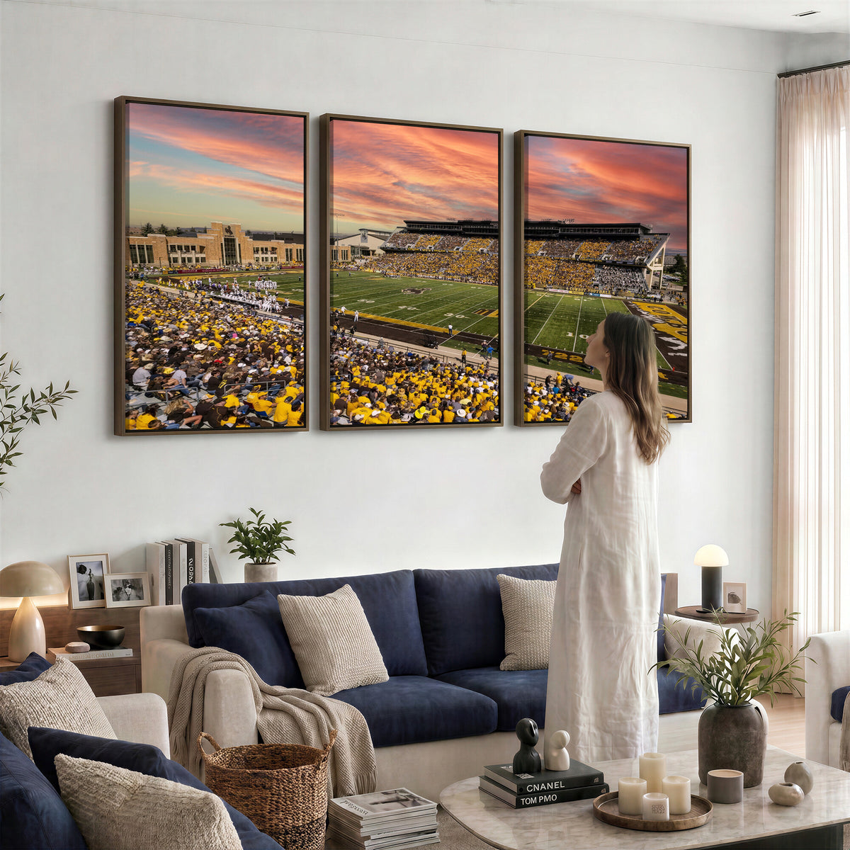 90508-MGV-CV-36X24 - University of Wyoming Cowboys Football Team Print, Laramie, Extra Large Game Room Wall Decor