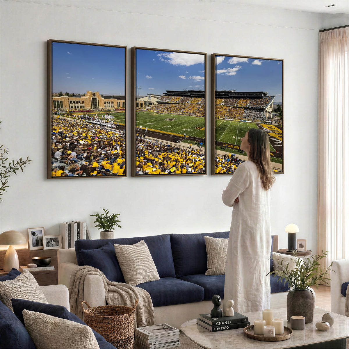 75112-MGV-CV-36X24 - University of Wyoming Cowboys Football Team Print, Laramie, Home Bar Wall Decor