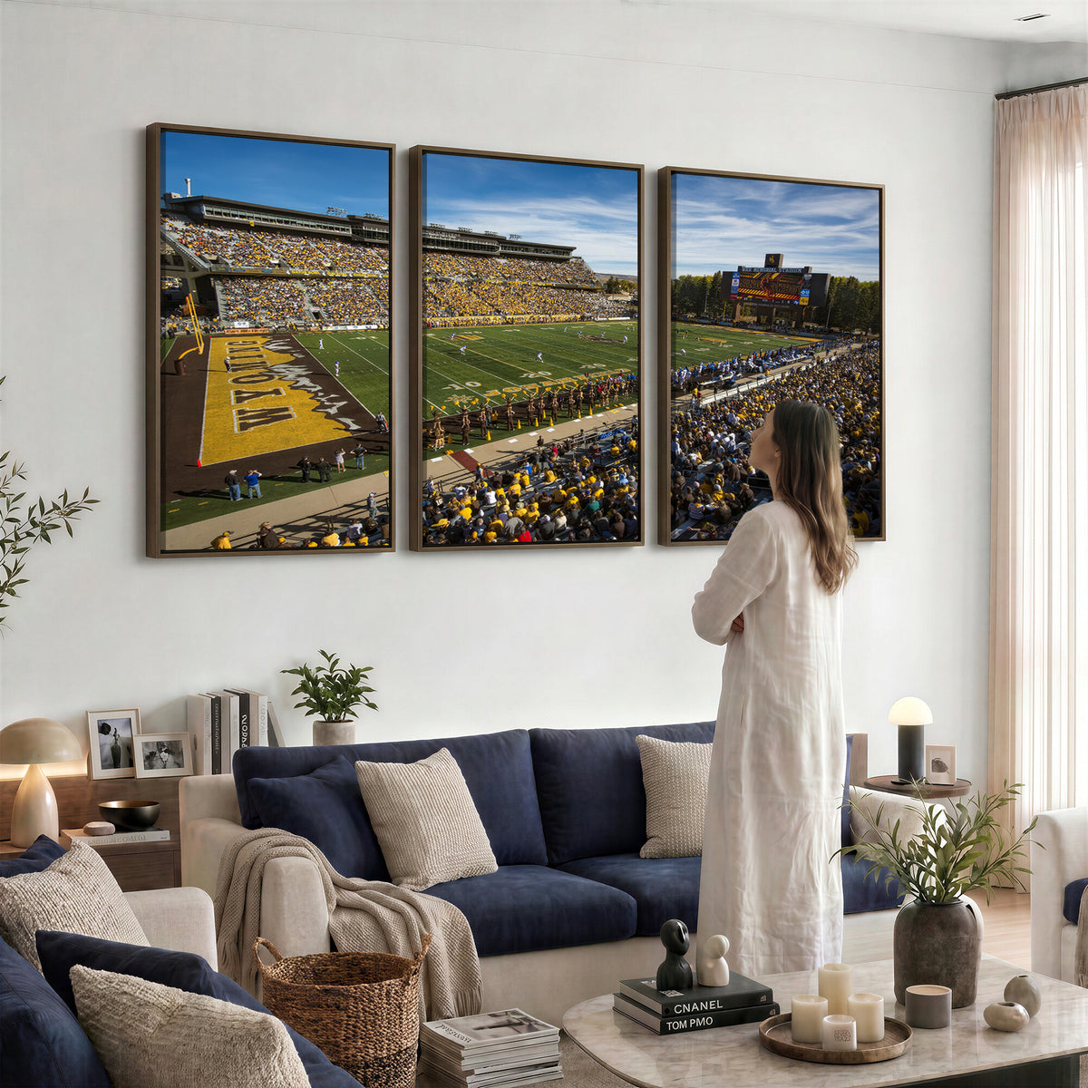 89846-MGV-CV-36X24 - University of Wyoming Cowboys Football Team Print, Laramie, Man Cave Wall Decor